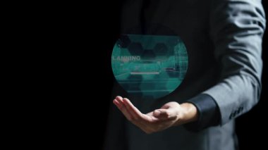 Dijital tablet ile işadamı