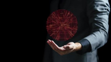 Elinde dijital küresi olan bir iş adamı