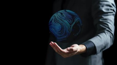 Elinde dijital tablet tutan iş adamı, teknoloji kavramı