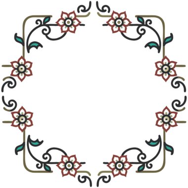 Çiçek ve yaprak dekorasyon simgesi ile çerçeve