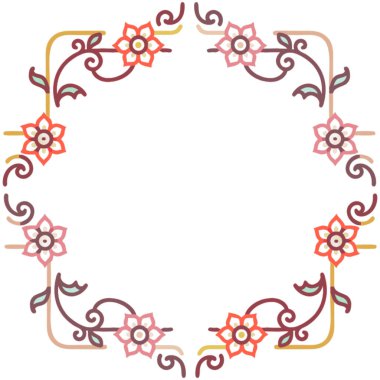 Çiçek ve yaprak dekorasyon simgesi ile çerçeve