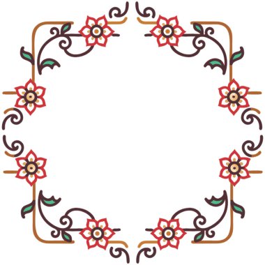 Çeşitli çiçek ve yapraklara sahip vektör çerçevesi