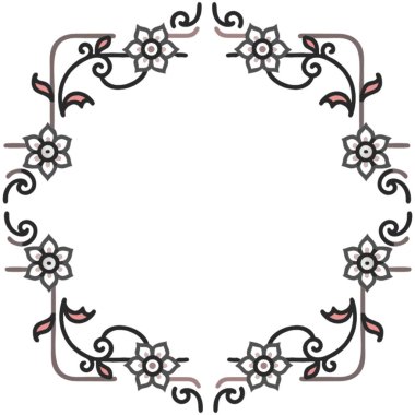 Yapraklı çiçek çerçevesi izole edilmiş ikon tasarımı vektör illüstrasyonu