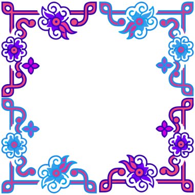 Süslü çiçek çerçevesi. beyaz arkaplanda izole.