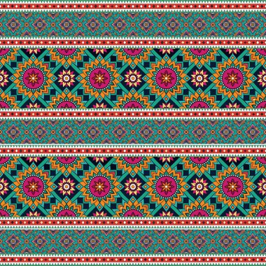 Etnik geometrik elementlerle kusursuz desen. vektör illüstrasyonu.