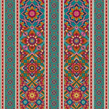 Kusursuz desenler, geleneksel etnik çiçek süsü. vektör sanatı