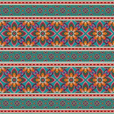 Kusursuz çiçek deseni. Çiçekli soyut etnik köken. vektör illüstrasyonu