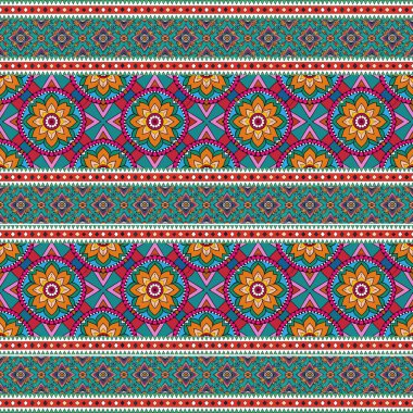 Renkli geometrik elementlerle kusursuz etnik düzen. vektör illüstrasyonu.