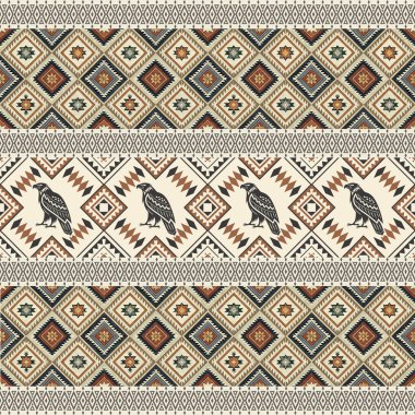 Kabile etnik unsurlarıyla kusursuz bir düzen. El çizimi vektör illüstrasyonu