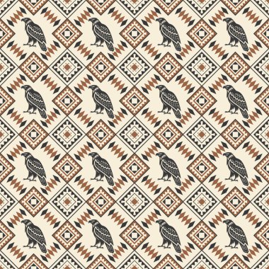 Elle çizilmiş kuşların vektörsüz deseni.