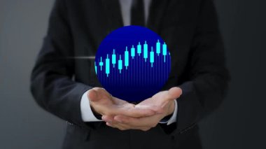 Finansal grafiği olan bir el ele tutuşma