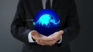 İş adamı dünyayı elinde tutuyor.