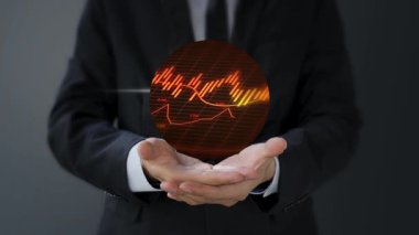 hologram projeksiyon tutan işadamı