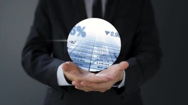 İş adamı dijital bir iş haritası gösteriyor. iş kavramı.