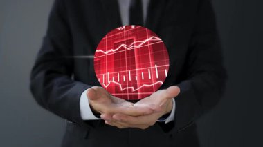 Kırmızı kalp grafiği olan iş adamı