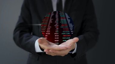 Piyasanın elinde tablet tutan işadamı.