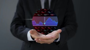 Grafik borsası borsa alım-satım grafiği grafik yatırım teknolojisi. Borsa eğilimleri ve dijital veri ticareti kavramı