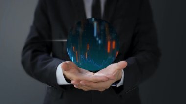Küresel ağda dijital tablet tutan iş adamı