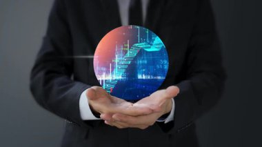 Dijital küreyi tutan iş adamı
