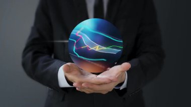 İş adamı elinde küresel bir ağ tutuyor.