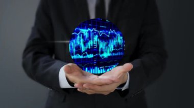 Dijital arayüz kullanan işadamı 3D görüntüleme