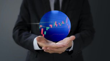 Sanal bir ikonu tutan el, finansal konsept