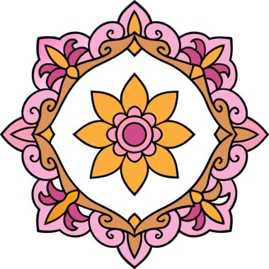 Vektör mandala. Mehndi dantel dövme. Keskin köşeli oryantal dokuma. Dairesel dairesel etnik. El çizildi.