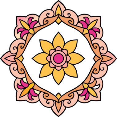 Güzel çiçek mandala izole edilmiş ikon