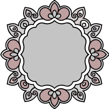 Çiçek süsleme ile yuvarlak çerçeve