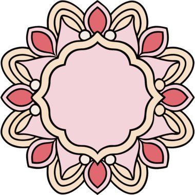 Çiçek desenli pembe ve beyaz mandala. vektör illüstrasyonu