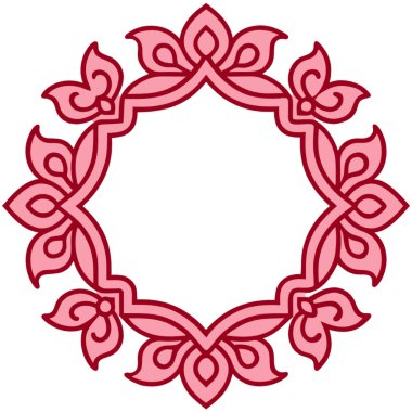 Beyaz üzerine izole edilmiş kırmızı çiçek süsü, vektör illüstrasyonu