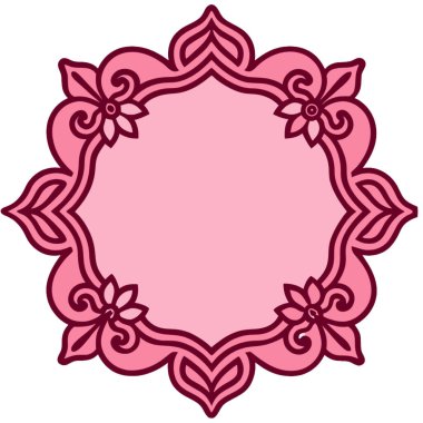 pembe beyaz süslemeli yuvarlak çerçeve