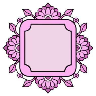 çerçeve ile çiçekler ve yapraklar izole simgesi