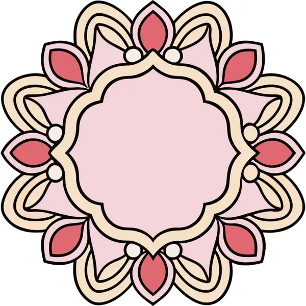 Çiçek desenli pembe ve beyaz mandala. vektör illüstrasyonu