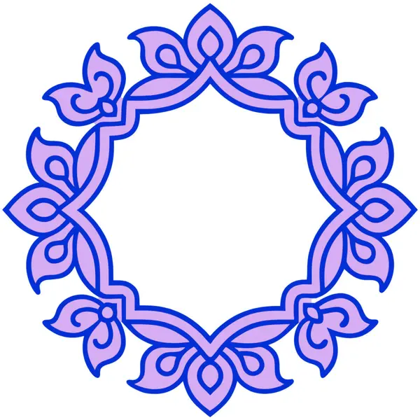 yuvarlak çerçeveli çiçekler. Mavi renkte vektör illüstrasyonu.