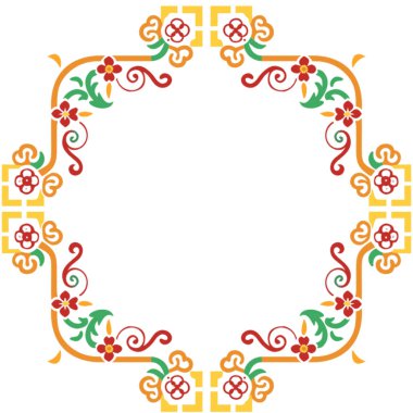 Vektör çiçek çerçevesi. Klasik retro tasarım.