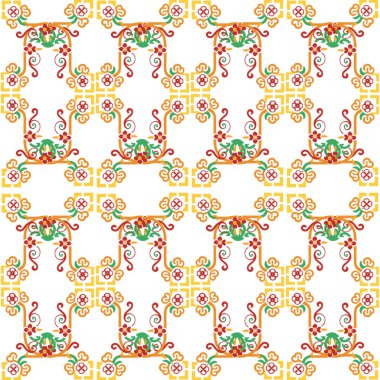 Etnik boho tarzında soyut çiçek deseni, vektör illüstrasyonu