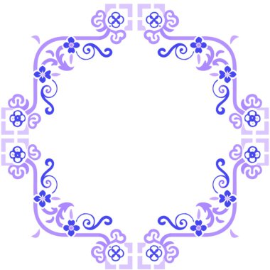 Çiçek ve bitkilerle klasik vektör çerçevesi.