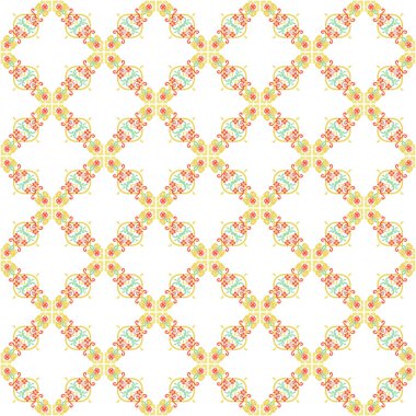 Geometrik çiçekli kusursuz desen, vektör illüstrasyonu