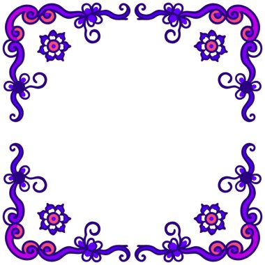 Süslü çiçek desenlerinin dekoratif tasarımı, şablon