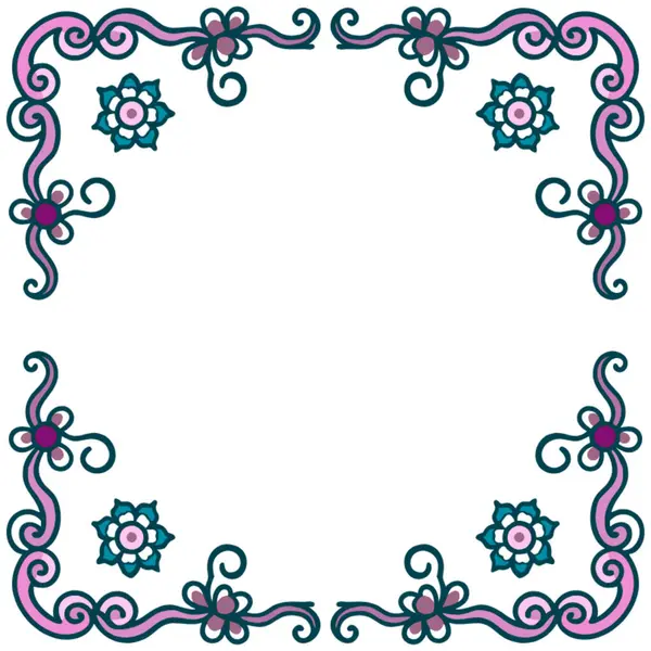 Süslü çiçekli mavi çerçeve