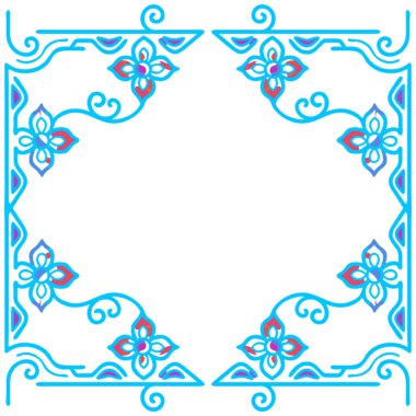 Çiçek desenli mavi ve beyaz çerçevenin vektör çizimi