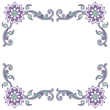 Süslü çiçek çerçeveleri ve kenarları.