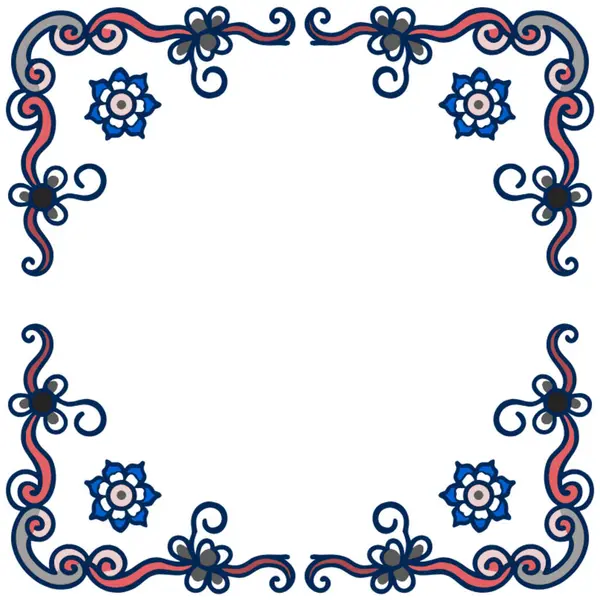 Çiçekli, çerçeveli mavi bir süs. vektör