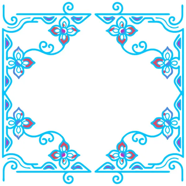 Çiçek desenli mavi ve beyaz çerçevenin vektör çizimi