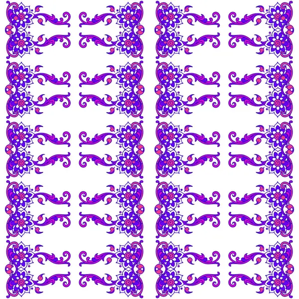 Mor ve mavi renklerde kusursuz çiçek deseni.