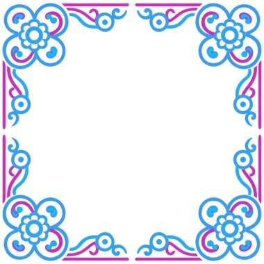 Beyaz arkaplanda izole edilmiş vektör biçiminde çiçek çerçevesi.