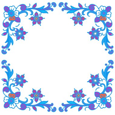 Çiçekli ve yapraklı bir çerçeve. tasarım elemanı. vektör.