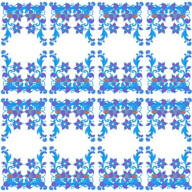 Mavi çiçekli, pürüzsüz desen. raster illüstrasyonu.