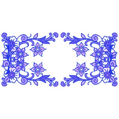 Mavi çiçek çerçevelerinin vektör kümesi